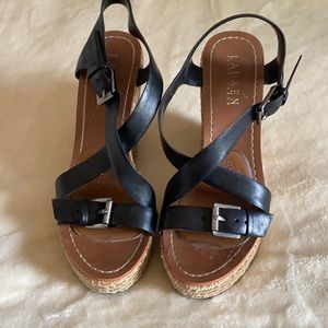 Lauren by Ralph Lauren size 7 black wedge sandals